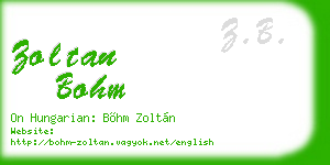 zoltan bohm business card