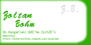 zoltan bohm business card